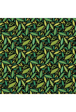 Northcott Avocado Love, Leaves in Black, Fabric Half-Yards