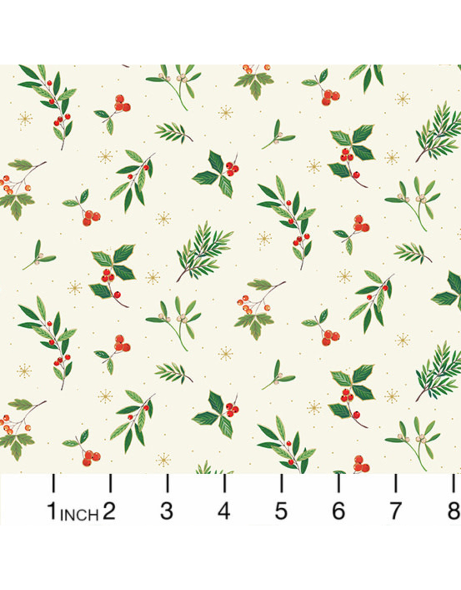 Christmas Collection Festive Foliage, Scatter in Cream,  Dinner Napkin