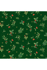 Andover Fabrics Festive Foliage, Scatter in Green, Fabric Half-Yards