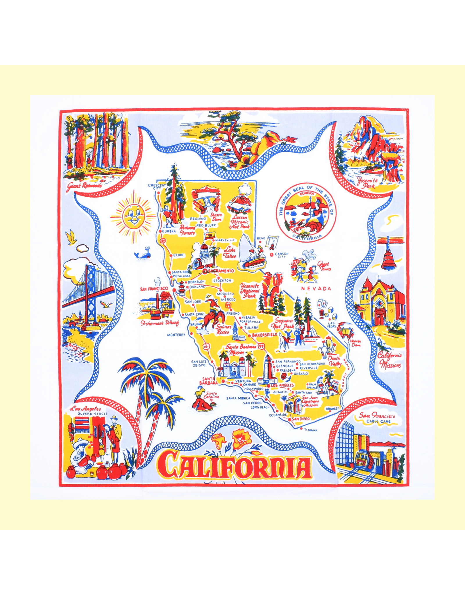 Red & White Kitchen Co. LAST ONE! Sunny California Flour Sack Towel 22” x 22”