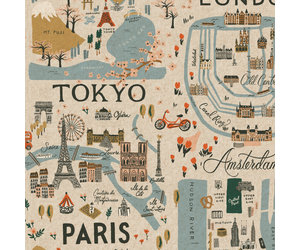 Rifle Paper Co, Bon Voyage - City Guide - Black Canvas Fabric, 1/4 yar –  Lakes Makerie