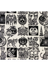 Alexander Henry Fabrics Haunted House, Calavera Cat in Natural, Fabric Half-Yards