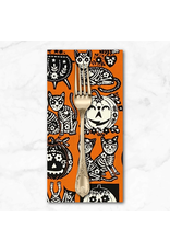 PD's Alexander Henry Collection Haunted House, Calavera Cat in Pumpkin, Dinner Napkin