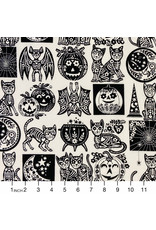 PD's Alexander Henry Collection Haunted House, Calavera Cat in Natural, Dinner Napkin