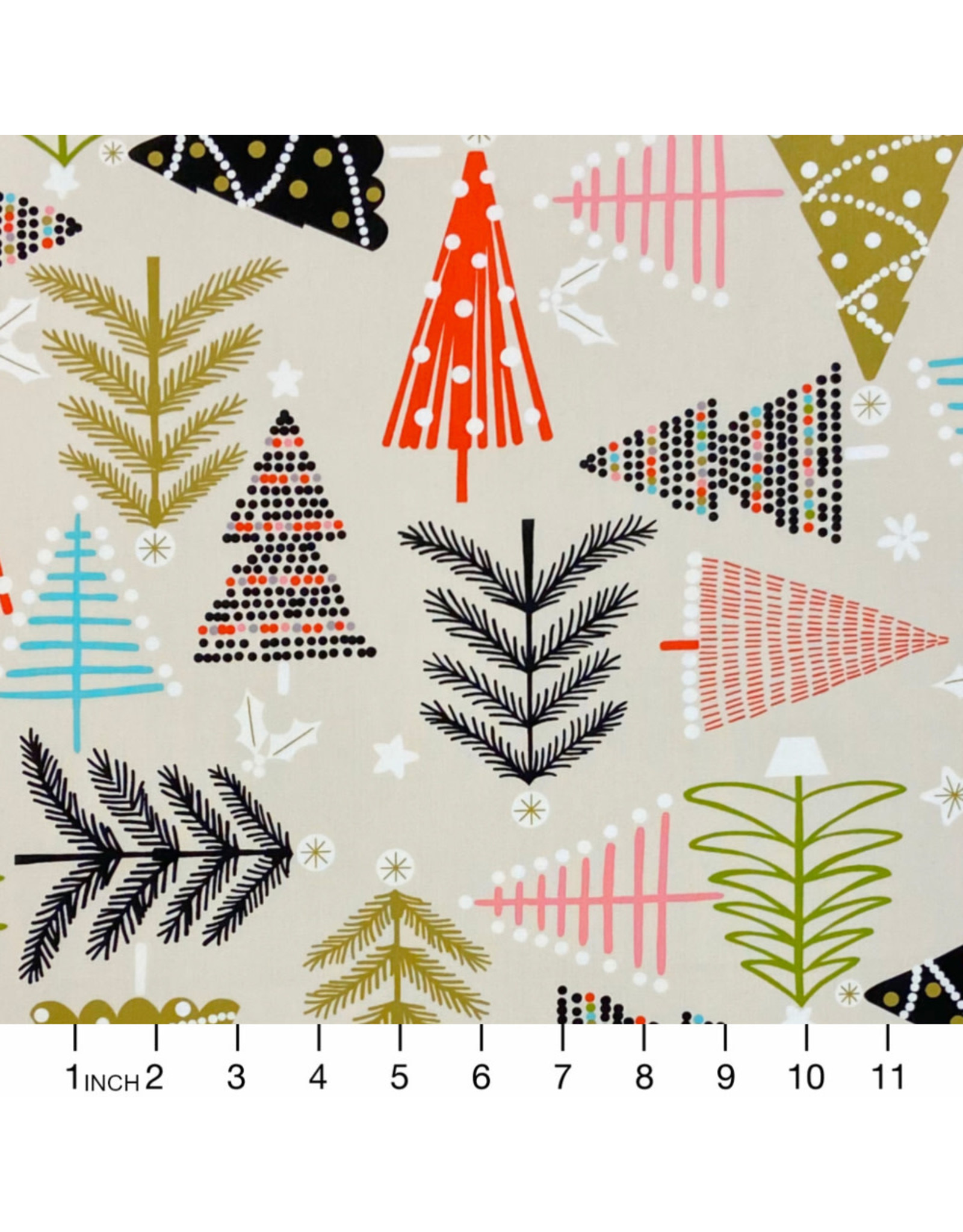 Alexander Henry Fabrics Christmas Time, Holiday Pines in Sand, Fabric Half-Yards