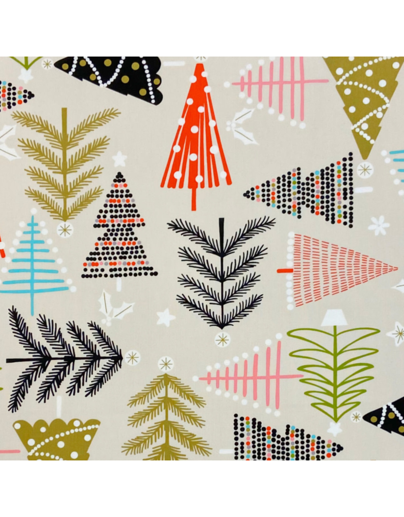 Alexander Henry Fabrics Christmas Time, Holiday Pines in Sand, Fabric Half-Yards