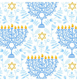 Andover Fabrics Festival of Lights, Menorahs in White, Fabric Half-Yards