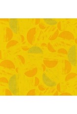 Robert Kaufman Brushy Metallic, Semicircles in Sunflower, Fabric Half-Yards