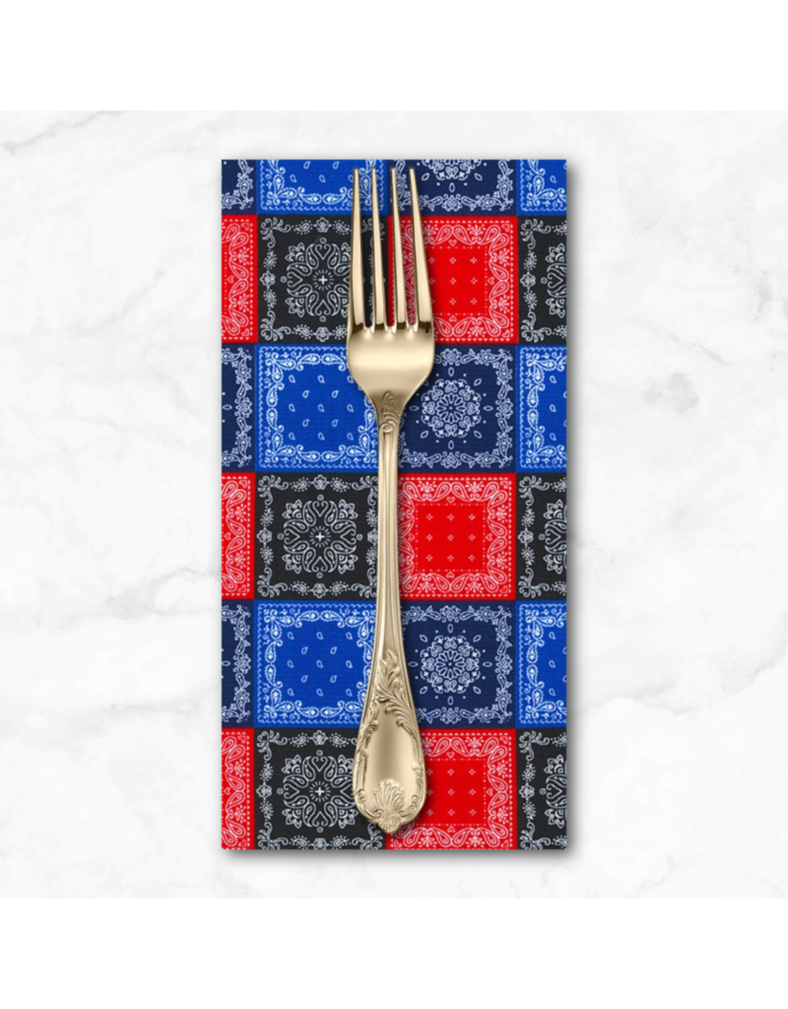 PD's Sevenberry Collection Bandana Poplin, Mini Bandanas in Red & Blue, Dinner Napkin