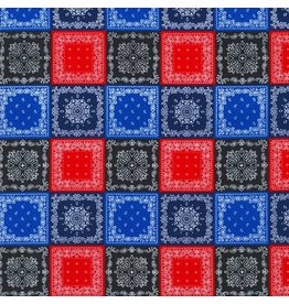 Sevenberry Bandana Poplin, Mini Bandana in Red & Blue, Fabric Half-Yards