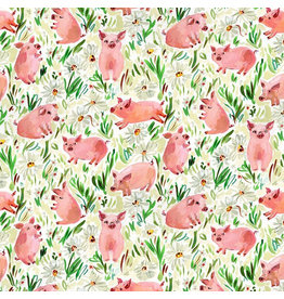 August Wren Hay There, Hogs & Kisses in Multi, Fabric Half-Yards