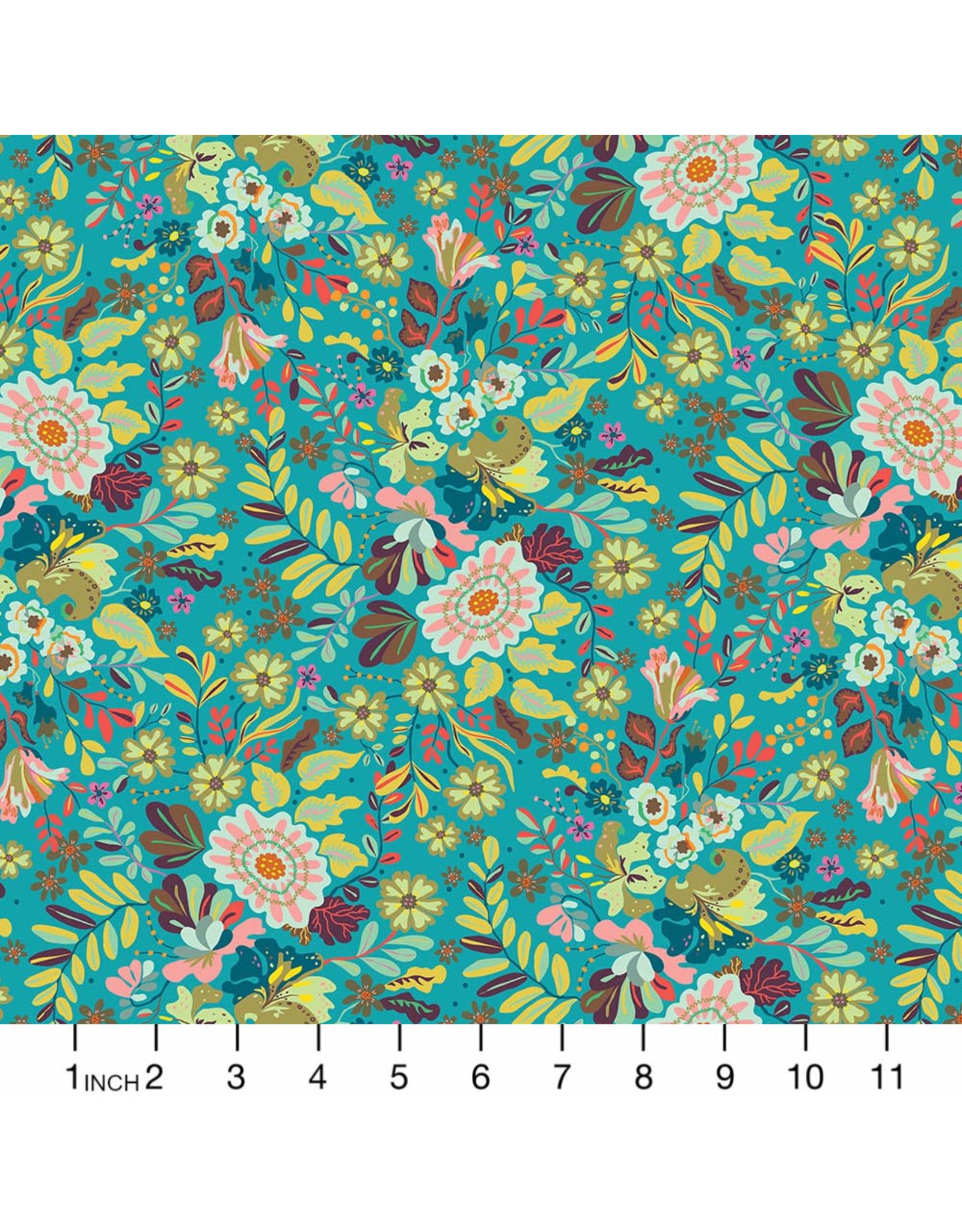 Figo Kindred Sketches, Kinfolk Floral in Dorothy, Fabric Half-Yards