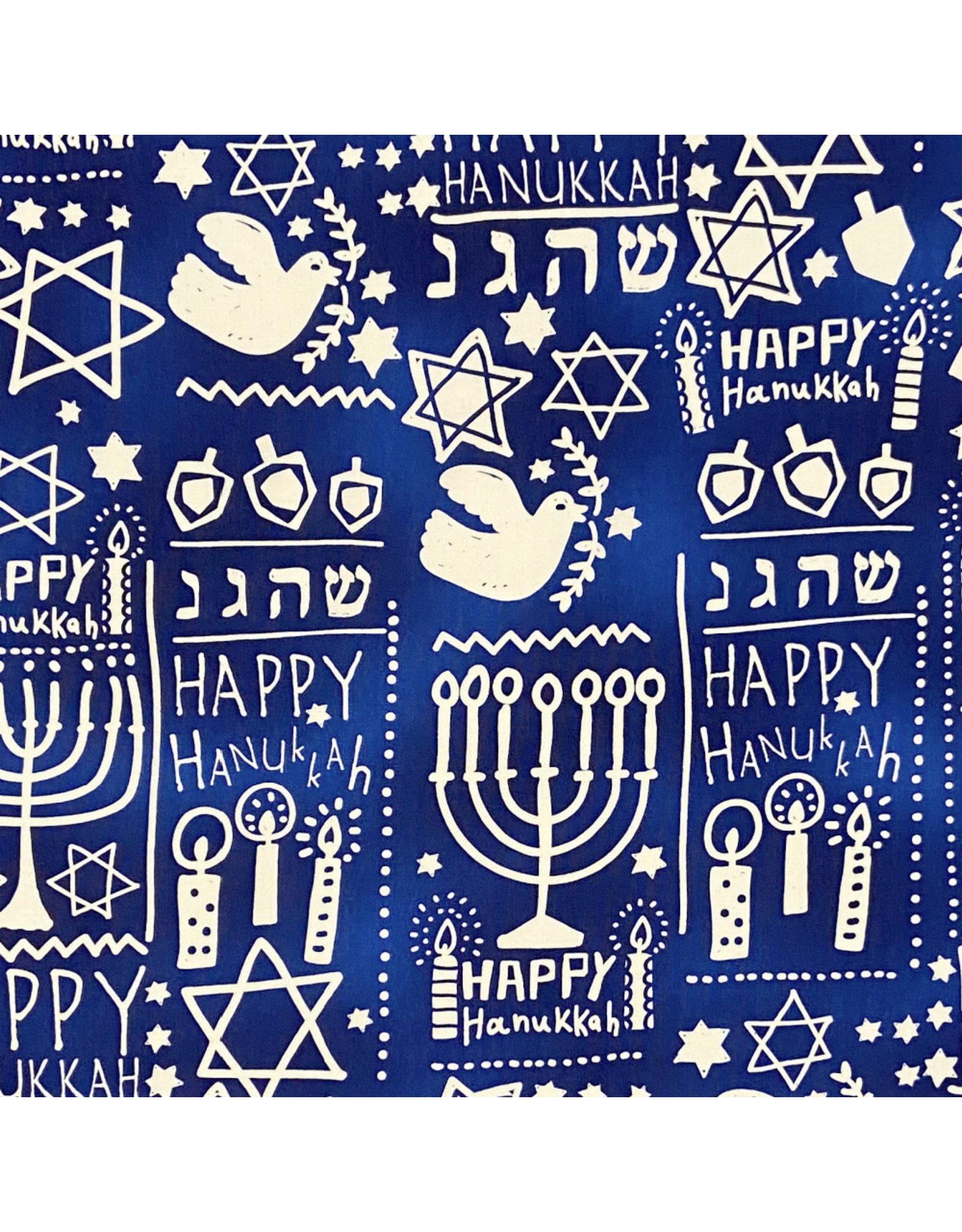 Alexander Henry Fabrics Happy Hanukkah, 8 Days in Dark Blue, Fabric Half-Yards