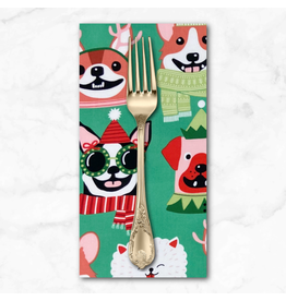 Christmas Collection Christmas Time, Canine Christmas in Candy Green, Dinner Napkin