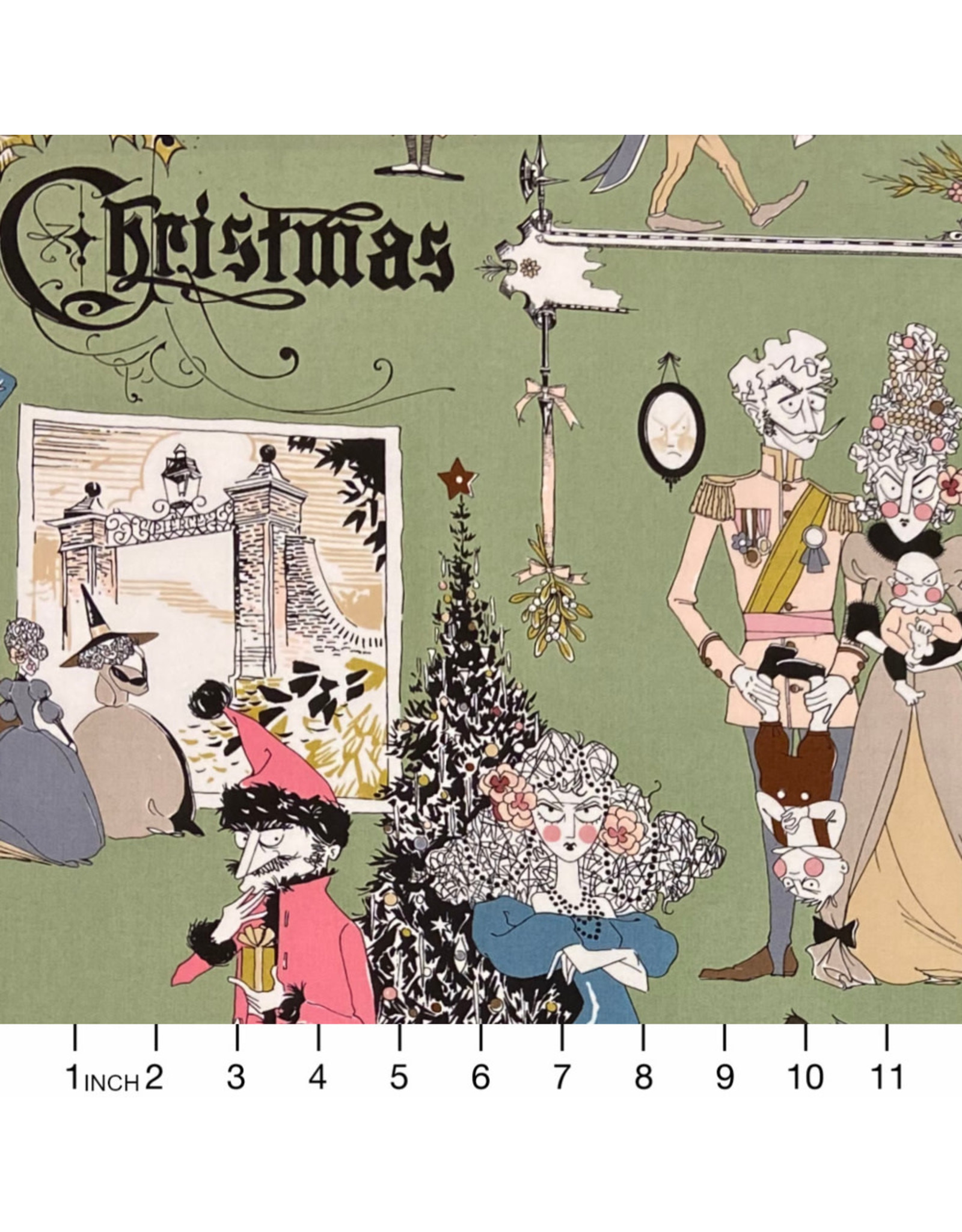 Alexander Henry Fabrics The Ghastlies, A Ghastlie Christmas in Sage, Fabric Half-Yards