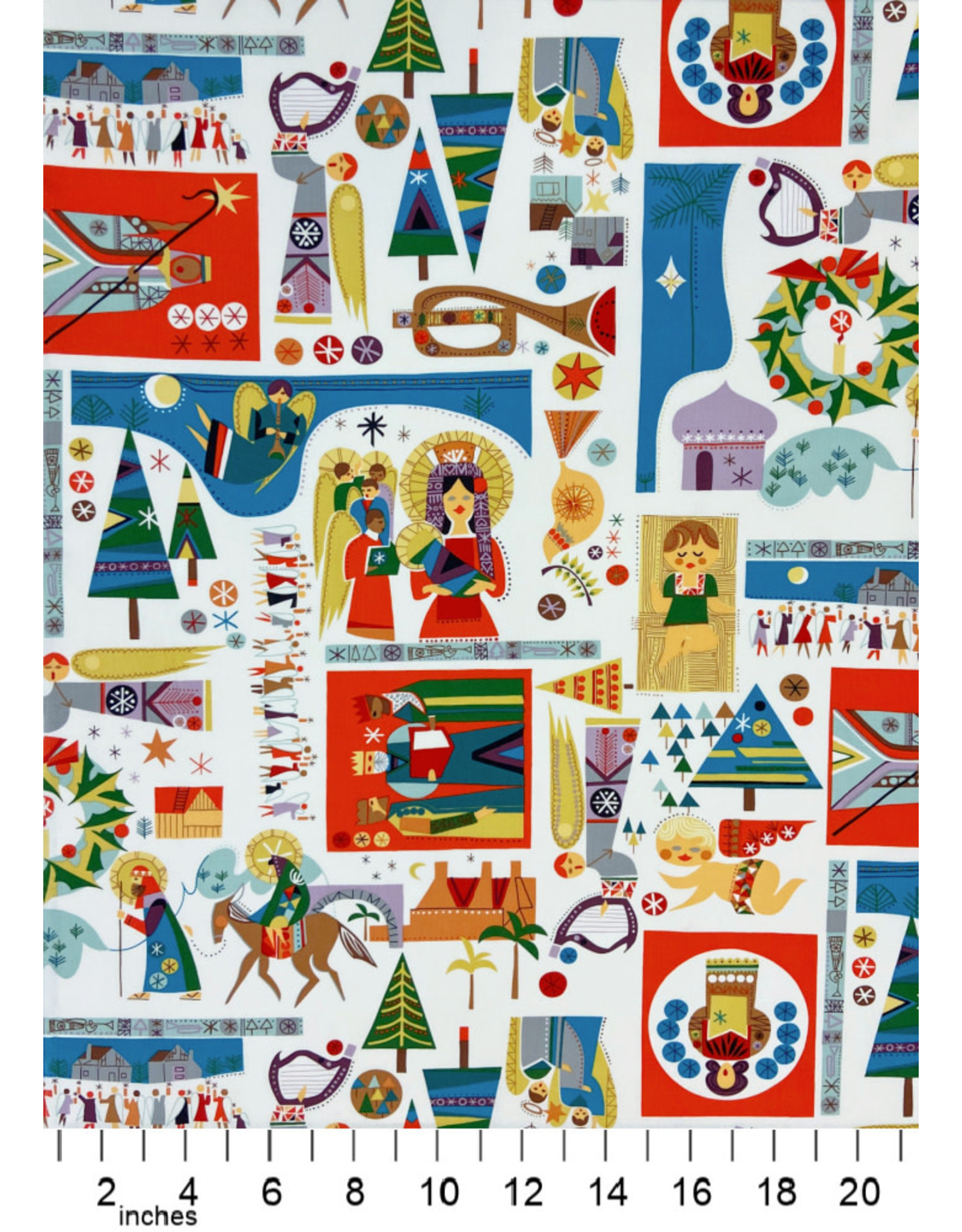 Alexander Henry Fabrics Christmas Time, Newborn King in Multi Bright, Fabric Half-Yards