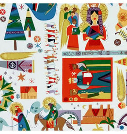 Alexander Henry Fabrics Christmas Time, Newborn King in Multi Bright, Fabric Half-Yards