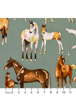 PD's Alexander Henry Collection Santa Fe, Love of Horses in Sage, Dinner Napkin