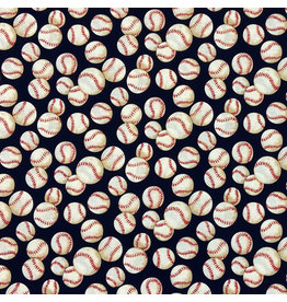 Alexander Henry Fabrics Nicole’s Prints, Baseball in Navy, Fabric Half-Yards