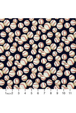 Alexander Henry Fabrics Nicole’s Prints, Baseball in Navy, Fabric Half-Yards