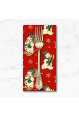 Christmas Collection Vintage Christmas, Jolly Snowman in Red, Dinner Napkin
