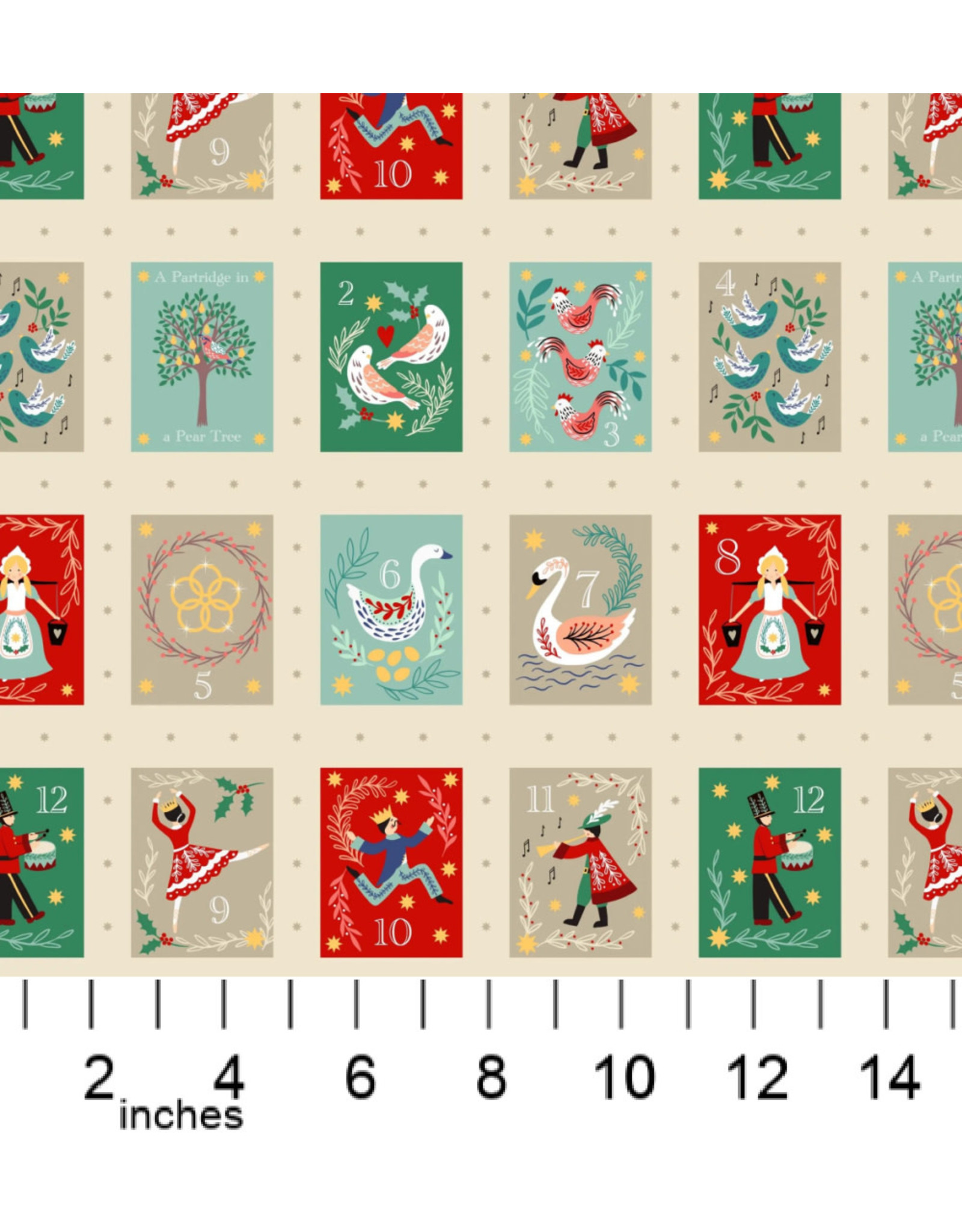 Christmas Collection The 12 Days of Christmas, Squares on Cream, Dinner Napkin