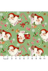 Christmas Collection Peppermint Candy, Santa in Green, Dinner Napkin