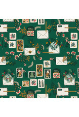 RJR Fabrics Merry Memories, Letters to Santa in Christmas Green, Fabric Half-Yards
