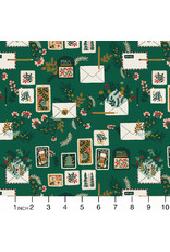 RJR Fabrics Merry Memories, Letters to Santa in Christmas Green, Fabric Half-Yards