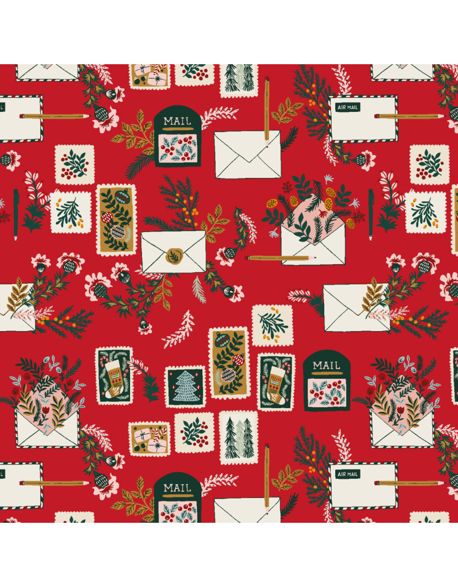 RJR Fabrics Merry Memories, Letters to Santa in Santa Red, Fabric Half-Yards