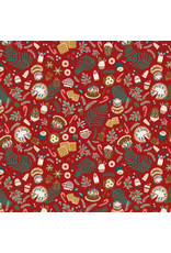 RJR Fabrics Merry Memories, Christmas Feast in Deep Red, Fabric Half-Yards