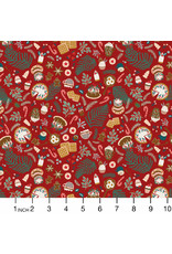 RJR Fabrics Merry Memories, Christmas Feast in Deep Red, Fabric Half-Yards