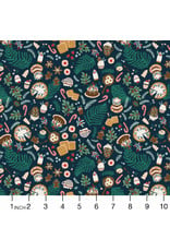 RJR Fabrics Merry Memories, Christmas Feast in Winter Navy, Fabric Half-Yards