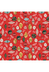 RJR Fabrics Merry Memories, Deck the Trees in Poinsettia with Metallic, Fabric Half-Yards