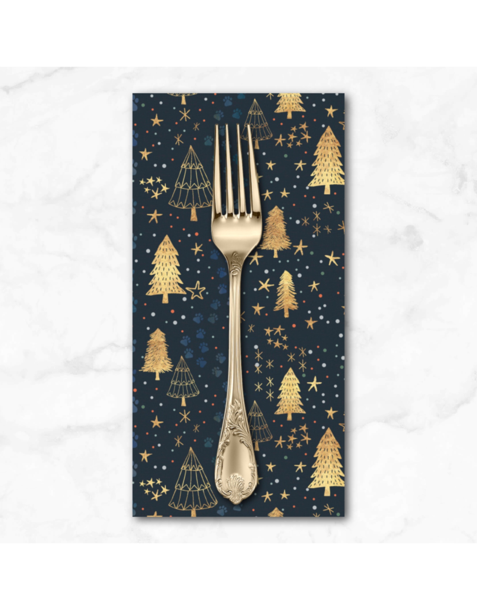 Christmas Collection Christmas Squad, Follow the Tracks in Navy, Dinner Napkin
