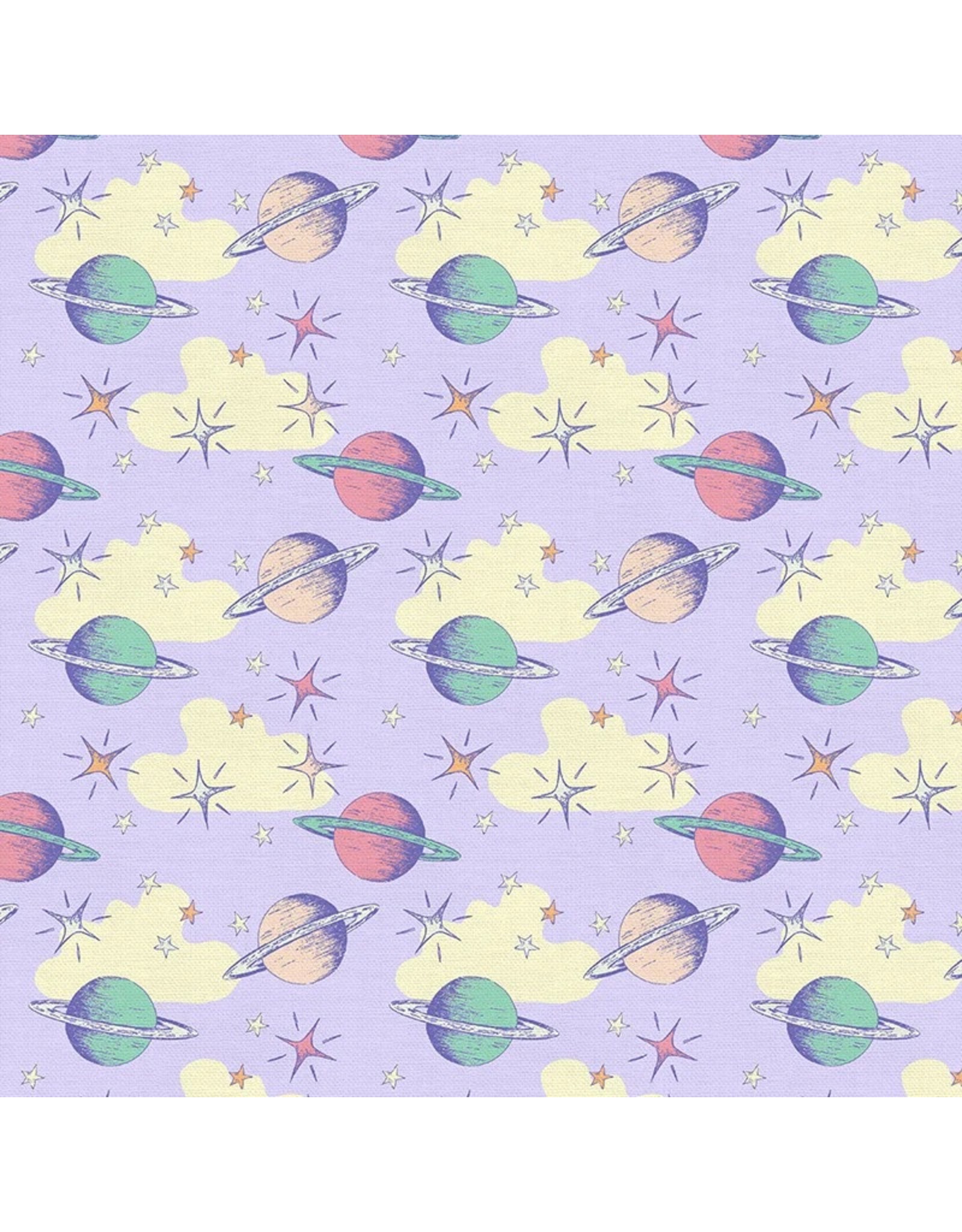 Paintbrush Studio Dreamy, Saturn in Purple, Fabric Half-Yards