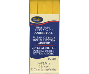 Wrights Bias Tape, Extra Wide, Double Fold, Yellow 079 - Picking