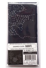 QHTextiles ON ORDER-Sashiko Cloth, Rabbits in Navy