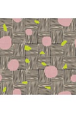 Paintbrush Studio New Abstracts, Circle Polka Dot in Pink/Yellow, Fabric Half-Yards