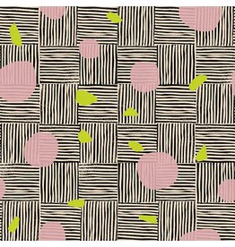 Paintbrush Studio New Abstracts, Circle Polka Dot in Pink/Yellow, Fabric Half-Yards