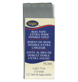 Wrights ON ORDER-Wrights Bias Tape, Extra Wide, Double Fold, Light Grey 045