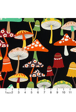 Alexander Henry Fabrics SOLD OUT-Fall Harvest,  Harvest Mushroom in Black, Fabric Half-Yards