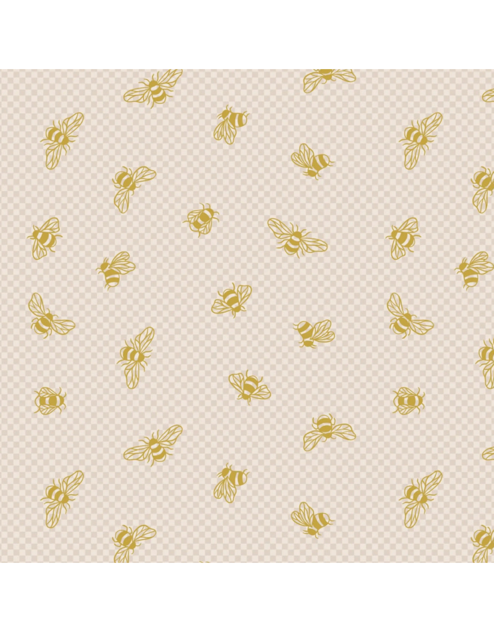 Lewis & Irene Honey Bee, Metallic Gold Bees on Dark Cream, Fabric Half-Yards