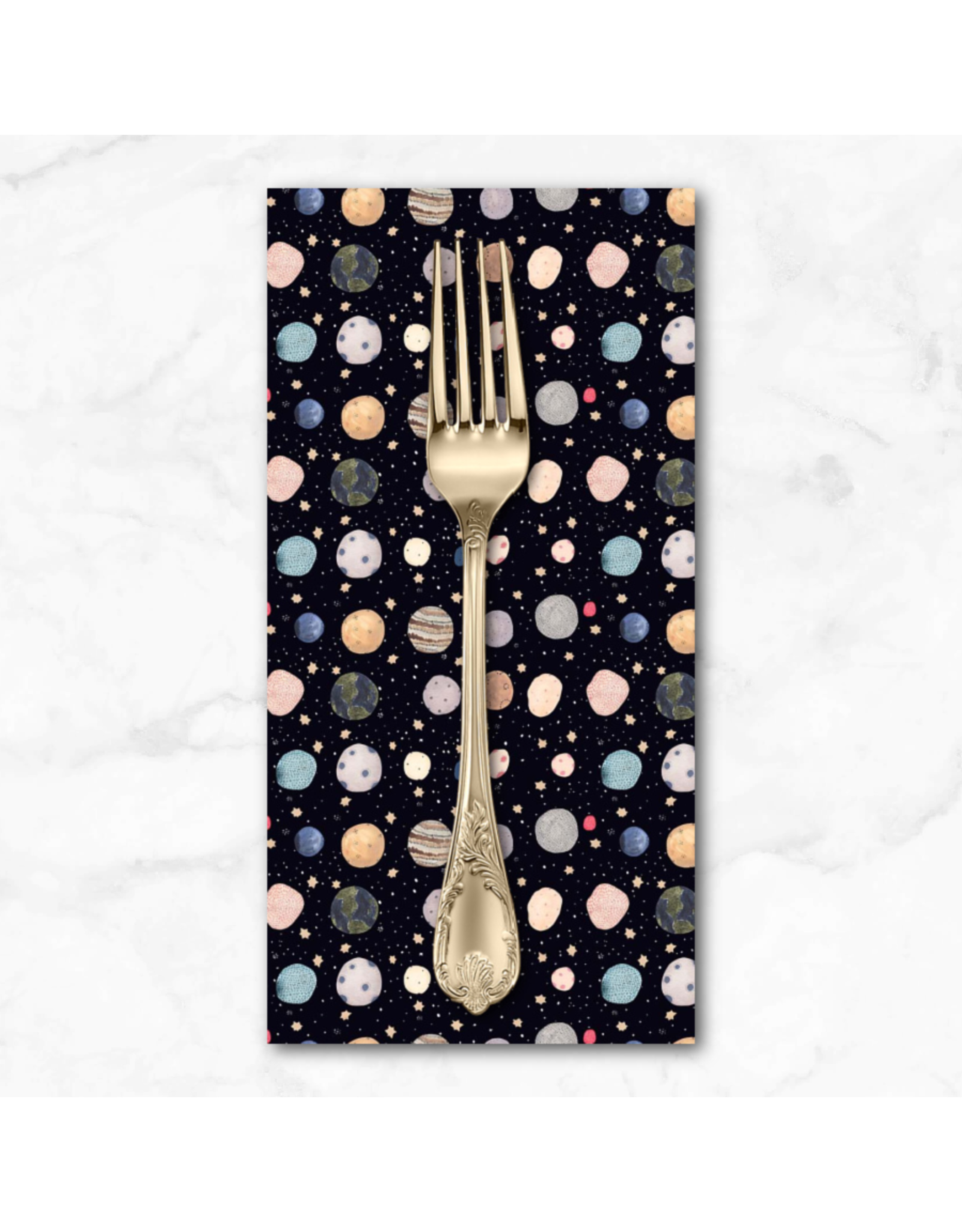 PD's Figo Collection Galaxies, Planets in Navy, Dinner Napkin