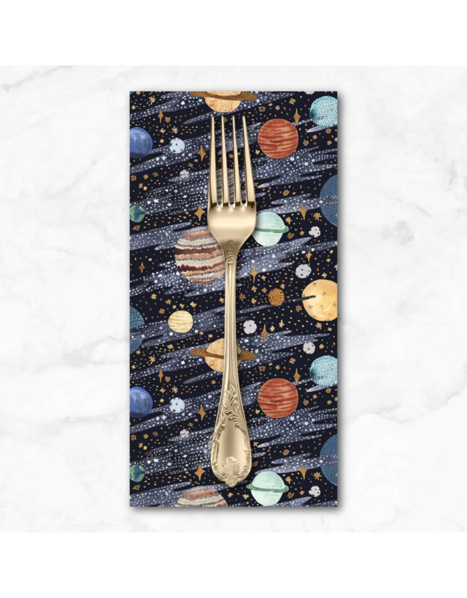 PD's Figo Collection Galaxies, Galaxies in Black Multi, Dinner Napkin