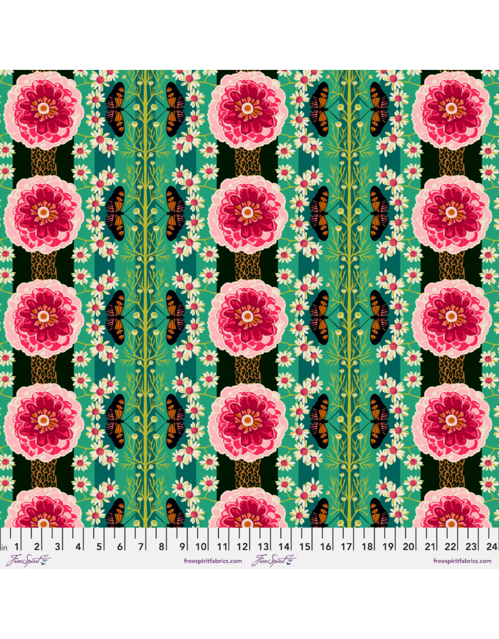 Anna Maria Cotton Lawn, Vivacious, Natural Order in Pine, Fabric Half-Yards