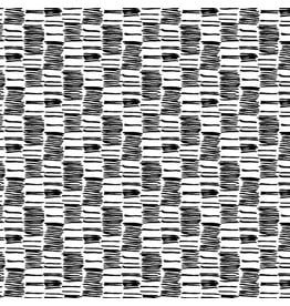 Andover Fabrics Century Black on White, Hatched Stripe, Fabric Half-Yards