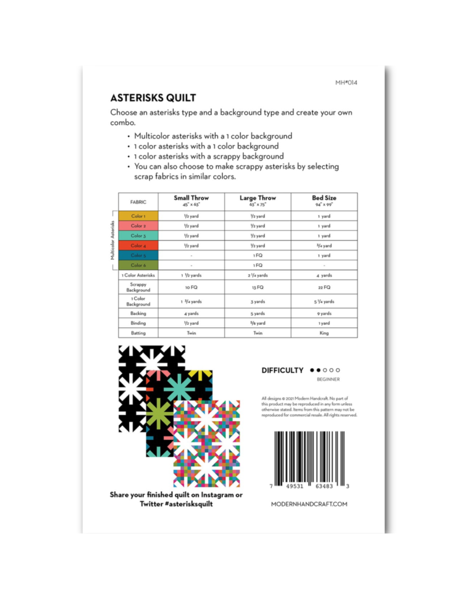 Modern Handcraft Asterisks Quilt Pattern