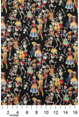 Alexander Henry Fabrics Folklorico, Fiesta de los Muertos in Black, Fabric Half-Yards