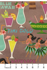 PD's Alexander Henry Collection Tiki Dreams, Rum Swizzle in Burlap, Dinner Napkin